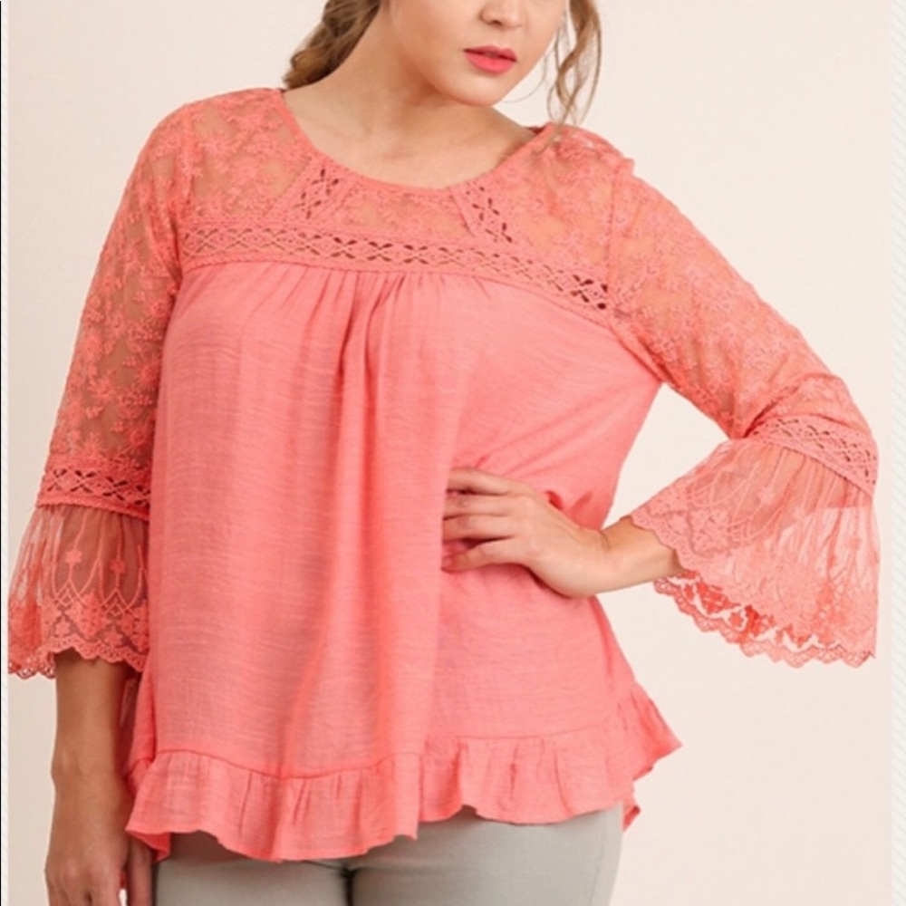 ✂️CLEARANCE XL 1X 2X PLUS Lace-trim top